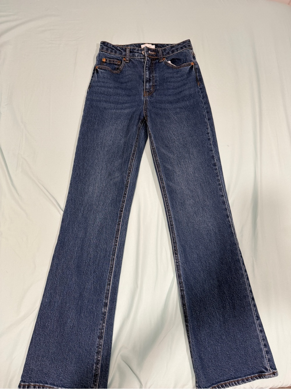 H&M High Rise Wide Leg Jeans Dark Wash US 2 EUR 34